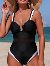 economico Costumi interi-Per donna Costumi da bagno Bikini Due pezzi Costume da bagno Snello Senza schiena Vacanza Abbigliamento da Spiaggia Tinta unica Scollo a V Senza Maniche Costumi da bagno