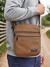 abordables Bolsos de hombre-Bolso bandolera de lona para hombre, varios colores, material duradero, ideal para salidas informales, viajes y uso diario.