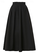 ieftine Fuste casual-Pentru femei Elegant Modă Casual Maxi Talie Medie Fuste Simplu Zdrobit Cordon Micro-elastic Zilnic Stradă Roșu Vin Bleumarin Negru Roz Vară