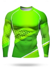 Недорогие Футболки и майки для бега-Муж. Универсальные Футболка для бега Спортивная рубашка Фитнес-рубашка Рубашка тренировки Беговой верх Длинный рукав Футболка Футболка Лето Весна Осень Зима Геометрический принт UPF 50