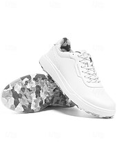 voordelige Heren Golf Schoenen-Witte golfschoenen voor heren zonder spikes, ademend bovenwerk, stabiele gripzool, minimalistische sportstijl voor golfbanen en casual gebruik.