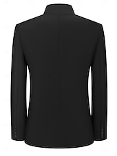 abordables Blazers Clásicos para Hombres-Hombre Chaqueta americana Casual Diario Exterior Moda Estilo Chino Primavera Todas las Temporadas POLY Color sólido Minimalista Moda Botonadura Simple Frente abotonado Chaqueta de sport Negro
