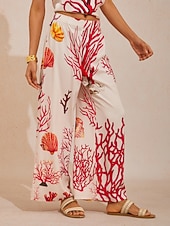 preiswerte Damenhosen-Hose aus korallenrotem Riviera-Seidensatin mit geradem Bein