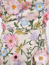 cheap Semi-formal / Cocktail-Sheath Column Ankle Length Wedding Guest Dress Wedding Guest Dresses Elegant Sleeveless Strapless Wedding with Embroidered Flower
