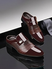 billige Loafers-Brune herreloafers i kunstskinn til bryllup, slip-on-design med polert finish, klassisk elegant stil, ideell for brudgommer, bryllupsgjester og formelle arrangementer