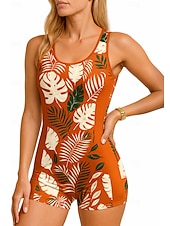 preiswerte One Pieces Rash Guards-Damen Anti UV Shirt Einteiliger Surfanzug Badeanzug Blumenmuster Reißverschluss mit integriertem BH Herausnehmbare Polsterung UV-Sonnenschutz UPF50+ Ultraleicht (UL) Ärmellos Bademode Bodysuit Surfen