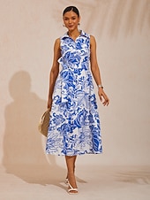  St. Barth Blooms luftiges Hemdkleid in Leinenoptik, blau