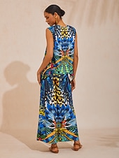 billiga Byxor-djungelvilt fest silkeslen satinfjäderbyxor