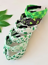 voordelige Accessoires-Dameshaarbanden van polyester met klavertjesvier, zacht knoopdesign, verschillende klavertjesvormen, lichtgewicht en comfortabele haaraccessoires, perfect voor St. Patrick's Day-vieringen en dagelijks gebruik.