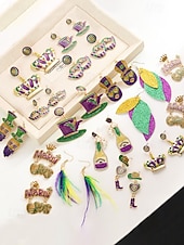 levne Příslušenství-Dámské náušnice s motivem Mardi Gras – materiál slitina, k dispozici v různých designech, ideální pro oslavy a festivaly Mardi Gras