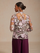  女性用 レーストップス エレガント ハイネック ピンク 夏 春 秋