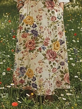 economico Gonne da Vacanza-gonna da vacanza da donna bohémien vintage casual maxi gonne a vita media stampa floreale anelastica quotidiana strada gialla estate