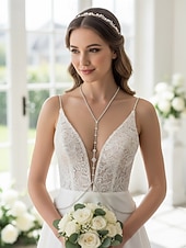 abordables Mariage ACC-Chaîne de corps en strass en forme de diamant en argent pour femme - bijoux glamour à décolleté plongeant pour soirées, tenues de club, mariages et occasions spéciales