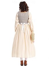  250e anniversaire des États-Unis 19ème siècle années 1800 Robe Prairie Ensemble bonnet et tablier Manches longues Fille pionnière Epoque Coloniale Pionnier Guerre d'indépendance américaine Déguisement