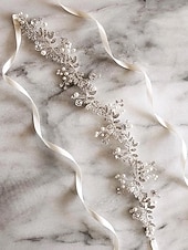 preiswerte Hochzeit ACC-Brauthaarschmuck, gold-weißer Haarreif aus Polyester mit Strass- und Perlenverzierungen, elegante Brauthaaraccessoires