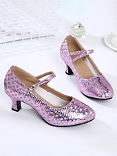 preiswerte Schuhe für Standardtanz und Modern Dance-Lila glitzernde Mary-Jane-Tanzschuhe mit Riemchen für Damen, elegant und professionell für den Ballsaal &amp;Lateinamerikanische Tanzschuhe