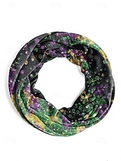 tanie Akcesoria-Damska czapka beanie z poliestru z nadrukiem, może służyć jako komin, wielowzorzysta, w stylu karnawałowym Mardi Gras, z miękkiej, elastycznej tkaniny, 2 w 1 jako nakrycie głowy i szalik na festiwale, imprezy i na co dzień