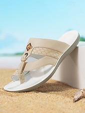 abordables sandalias-Sandalias elegantes de piel sintética para hombre: diseño de correa ajustable, ideales para bodas en la playa y eventos al aire libre.
