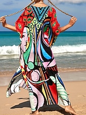 cheap Stripe&amp;Geometric Dress-Women's Maxi Dress Beach Dress Casual Dress Boho Dress Cover Up Elegant Fashion Modern Outdoor Vacation Going out Loose Fit Abstract Half Sleeve V Neck Blue Pink Royal Blue Orange Summer Spring