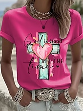 preiswerte Humor &amp; Zitate T-Shirt-Damen T Shirt Druck Grafik Buchstabe Vintage Stilvoll Klassisch Kurzarm Rundhalsausschnitt Normale Oberteile Täglich Blau Schwarz Weiß Rosa Sommer Frühling