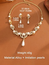 preiswerte Hochzeit ACC-Elegantes Schmuckset aus Imitationsperlen für Damen, bestehend aus Halskette und Ohrringen in Gold- und Silberfarben mit Kristallakzenten, perfekt für Hochzeiten und festliche Anlässe.