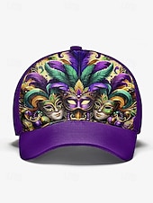 abordables Accesorios-Gorra de béisbol de poliéster para hombre con estampado de máscara de Mardi Gras, ajuste ajustable, varios colores, ideal para carnaval, festivales y atuendos casuales.
