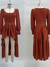 olcso Nyugati Boho Ruha-Női Mini ruha Vintage ruha hétköznapi ruha Boho ruha Elegáns Divat Modern Napi Szabadtéri Vakáció Normál Sima Hosszú ujj Szögletes karamella Világoskék Nyár Tavasz Ősz