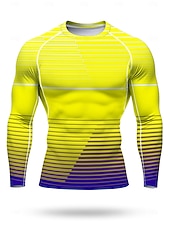 Недорогие Футболки и майки для бега-Муж. Футболка для бега Спортивная рубашка Фитнес-рубашка Рубашка тренировки Беговой верх Длинный рукав Футболка Футболка Лето Весна Осень Зима Геометрический принт UPF 50 Устойчивость к УФ УПФ 50