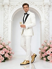 Χαμηλού Κόστους Derby παπούτσια-Πολυτελή χρυσά γαμήλια παπούτσια για τον γαμπρό – λαμπερά δερμάτινα επίσημα παπούτσια για άνδρες