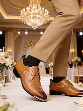 economico Scarpe Derby-scarpe oxford da uomo in similpelle marrone con stampa coccodrillo – design di alta qualità per matrimoni, eventi aziendali e occasioni formali