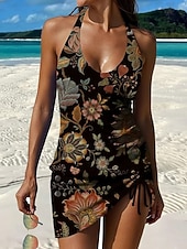 abordables Tankinis-Mujer Bañadores Tankini Falda Traje de baño Elegante Vacaciones Floral Graphic Sin Mangas Trajes de baño