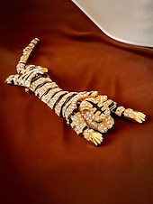 halpa Häät ACC-Miesten metalliseoksesta valmistettu tiikeririntaneula, kulta- ja hopeanvärisiä vaihtoehtoja, kristallikoristeinen, tyylikäs asuste häihin ja illallisjuhliin