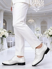 voordelige Derby Schoenen-Witte herenschoenen – klassiek formeel ontwerp voor bruiloften en speciale gelegenheden.