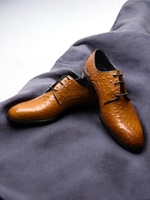 cheap Derby Shoes-Men's Genuine Leather Derby Shoes – Brown Cowhide Derby Shoes for Weddings, Business Events and Formal Occasions