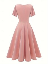 billige Kjoler-Elegant كلاسيكي 1950-tallet Middag A-linje kjole Swing kjole Flare kjole Korte ermer A-linje Kostyme Dame Karneval Valentinsdag Maskerade Feriereise Maskerade Utdrikningslag Voksne Kjole Vår sommer