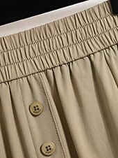 olcso Laza szoknyák-Női Divat Alkalmi Midi Magas derék Szoknyák Sima Zseb Nyúlós Napi Utca Fekete Khakizöld Tavasz Poliészter