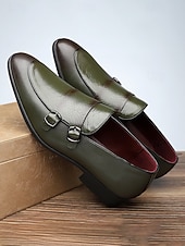 preiswerte Slipper-Rote Herren-Monk-Strap-Schuhe aus Kunstleder – elegante und stilvolle Schuhe für Hochzeiten und besondere Anlässe