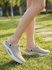 preiswerte Damen-Sneaker-Damen Lässig Täglich Innen Plateau Runde Zehe Sportlich Lässig Kunstleder Netz Schwarz Rosa Beige