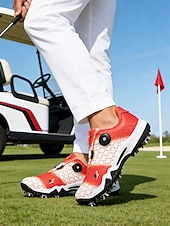 Χαμηλού Κόστους Ανδρικά Παπούτσια Γκολφ-Ανδρικά κόκκινα και μαύρα παπούτσια γκολφ – υψηλής ποιότητας συνθετικό δέρμα, αδιάβροχα, ιδανικά για γκολφ και ενεργό τρόπο ζωής σε εξωτερικούς χώρους