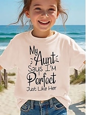 preiswerte Mädchens 3D verspielter Humor-Mädchen 3D Grafik Buchstabe T-Shirt Kurzarm 3D-Druck Sommer Frühling Sport Mode Streetwear Kinder 4-12 Jahre Rundhalsausschnitt Lässig Täglich Outdoor Normale Passform