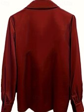 Χαμηλού Κόστους Επίσημες Μπλούζες-Γυναικεία Κομψή Σατέν Μπλούζα Μπλούζα Ντυτές μπλούζες Σουρωτά γραβάτα μπροστά Κουρελού Σκέτο Κομψό Βίντατζ Στυλάτο Μακρυμάνικο Λαιμόδεση Κανονικά μπλουζάκια Καθημερινά Δουλειά Αργίες Κρασί