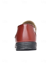 cheap Sandals-Men's Brown Faux Leather Sandals, Open Toe, Casual Wedding Shoes, Comfortable and Stylish Summer Wear