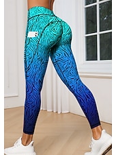 economico Leggings e collant da yoga-Per donna leggings da pilates Pantaloni fitness Leggings da palestra Tasche Bollo Tasche Laterali Pilates Palestra Allenamento in Palestra Pantaloni Collant Leggings Gradiente di Colore Leopardato