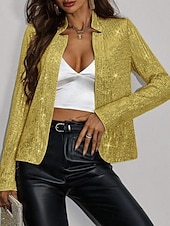 Χαμηλού Κόστους casual μπουφάν-Γυναικεία Μπλέιζερ Casual Jacket Άνετο Κουρελού Πούλιες Μοντέρνα Καθημερινό Συμπαγές Χρώμα Causal Πάρτι Καθημερινά Ρούχα Εξόδου Κοντό Όρθιος Γιακάς Κανονικό Μακρυμάνικο Εξωτερικά ενδύματα