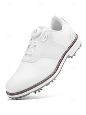 baratos Sapatos de Golfe Masculinos-Sapatos de golfe masculinos brancos, construção leve e respirável, sola com aderência estável, estilo esportivo e elegante para campos de golfe e atividades ao ar livre.