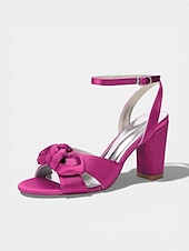 economico Invitato al matrimonio-sandali da donna con tacco a blocco e fiocco giallo, eleganti scarpe eleganti con punta aperta per gli invitati alle cerimonie all'aperto