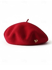 tanie Walentynki-damski beret w kształcie serca, wykonany z imitacji wełny, dostępny w wielu kolorach, idealny na prezent walentynkowy i do noszenia na co dzień