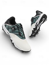 ieftine Încălțăminte de golf pentru bărbați-Adidași de golf pentru bărbați, albi și verzi, cu talpă cu crampoane, confortabili și rezistenți, perfecți pentru terenuri de golf și ieșiri active