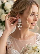 Недорогие Свадьба ACC-женские серьги-подвески из кристаллов и жемчуга — гламурные эффектные серьги-подвески со стразами для вечеринок, свадеб или вечерних мероприятий