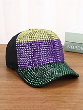 preiswerte Zubehör-Unisex-Paillettenkappe aus Polyester – Karnevalshut mit Strassverzierungen, verschiedene Muster für Freizeit und Festlichkeiten